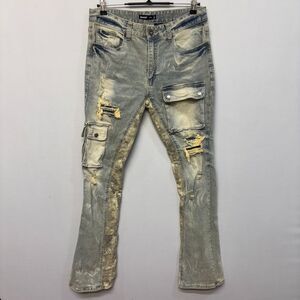 Kloud9 Men Distressed Stacked Jeans Size 32x35 Denim C036 -15